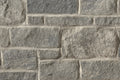Mur en pierre grise avec des blocs de différentes tailles, présentant une texture rugueuse et des joints clairs entre les pierres.