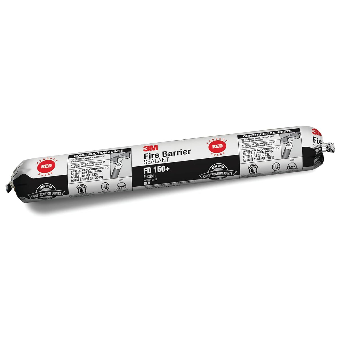 Scellant de barrière contre le feu 3M FD 150+, tube de 300 ml, couleur rouge et noir, destiné à la construction.