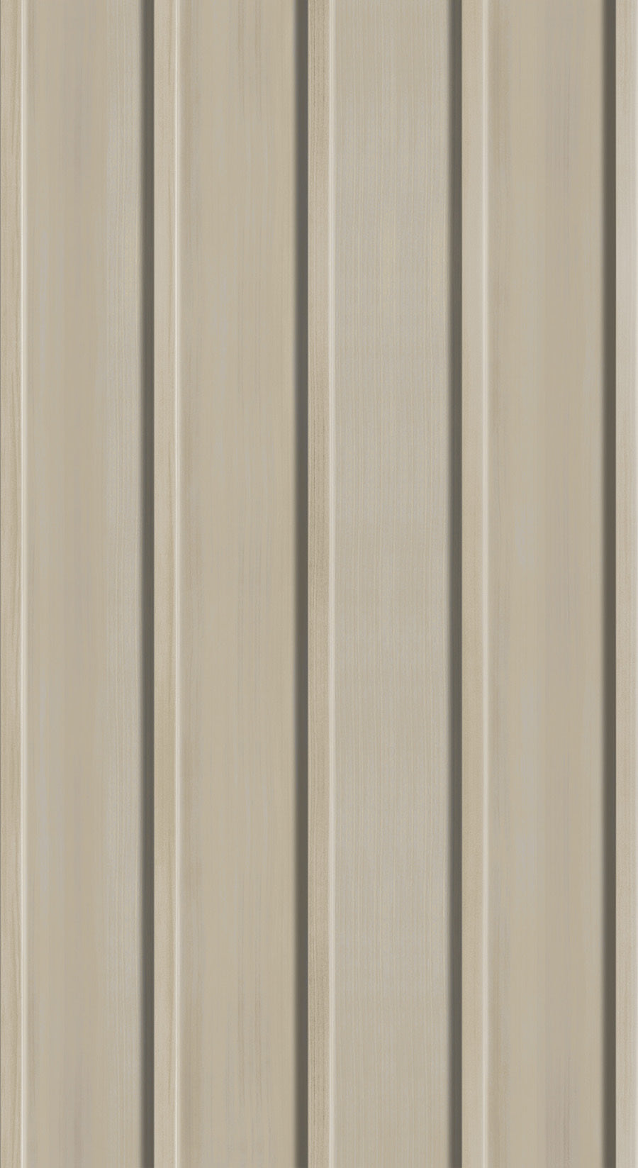 Revêtement en aluminium de couleur beige clair avec des rainures verticales, style Board & Batten.