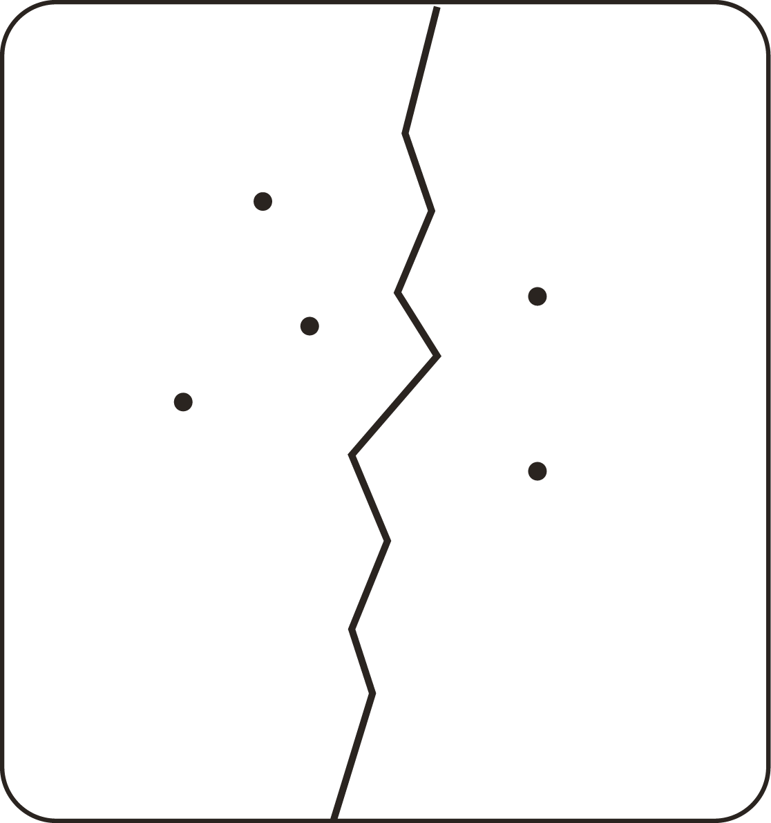 Icône d'un carré fissuré avec des points à l'intérieur, représentant une texture ou un motif de craquelure.