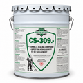 Seau en métal de 3,79 litres contenant un agent de durcissement et de scellement, étiqueté CS-309, avec instructions et avertissements.