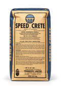Sac de 50 lb de Speed Crete, mélange pour réparation sous l'eau, avec instructions d'application sur l'emballage.