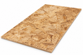 Panneau OSB Aspenite, couleur brun clair, texture rugueuse avec motifs de fibres visibles.