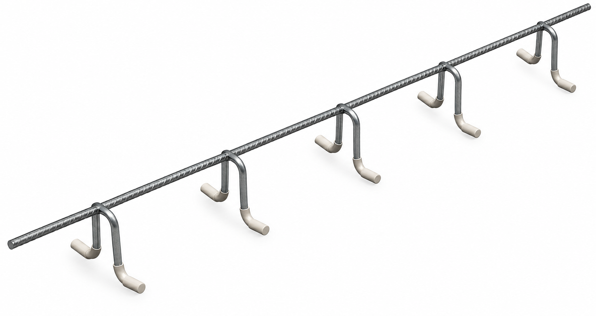 Support d’armature en métal pour maintenir les barres d’acier à la hauteur requise lors du bétonnage.