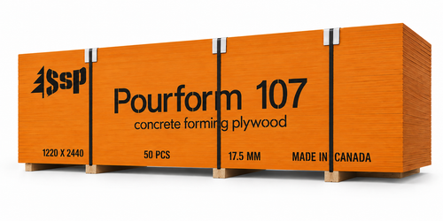 MDO plywood Pourform-107 for concrete formwork, durable and resistant surface.