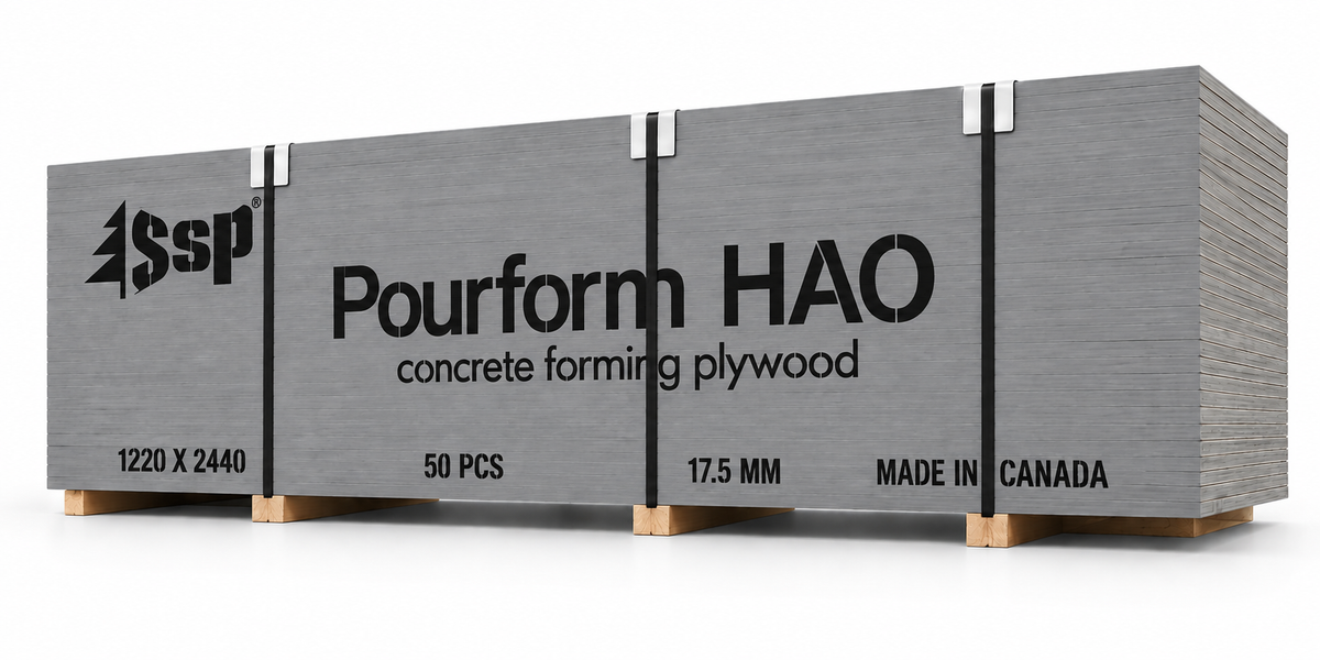 Contreplaqué Pourform-HAO pour coffrage de béton, résistant aux alcalis et à l'humidité.