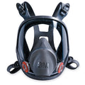 Masque respiratoire 3M, noir, avec visière transparente et valves d'expiration rouges, conçu pour la protection respiratoire.