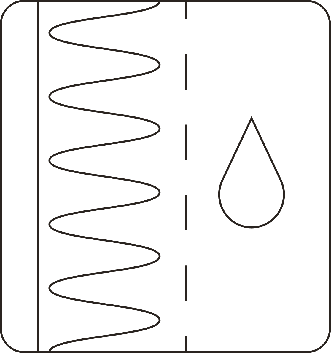 Carnet de notes avec couverture noire, motif ondulé sur le côté et goutte d'eau stylisée.