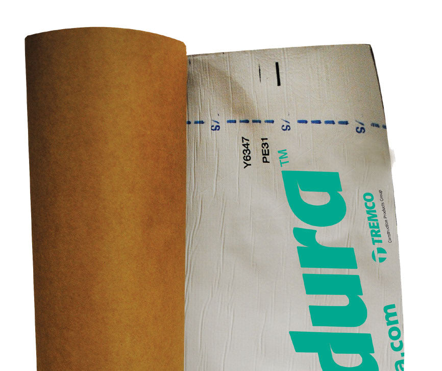 Membrane d’imperméabilisation auto-adhésive en bitume modifié, montrant le rouleau et le logo Nudura.