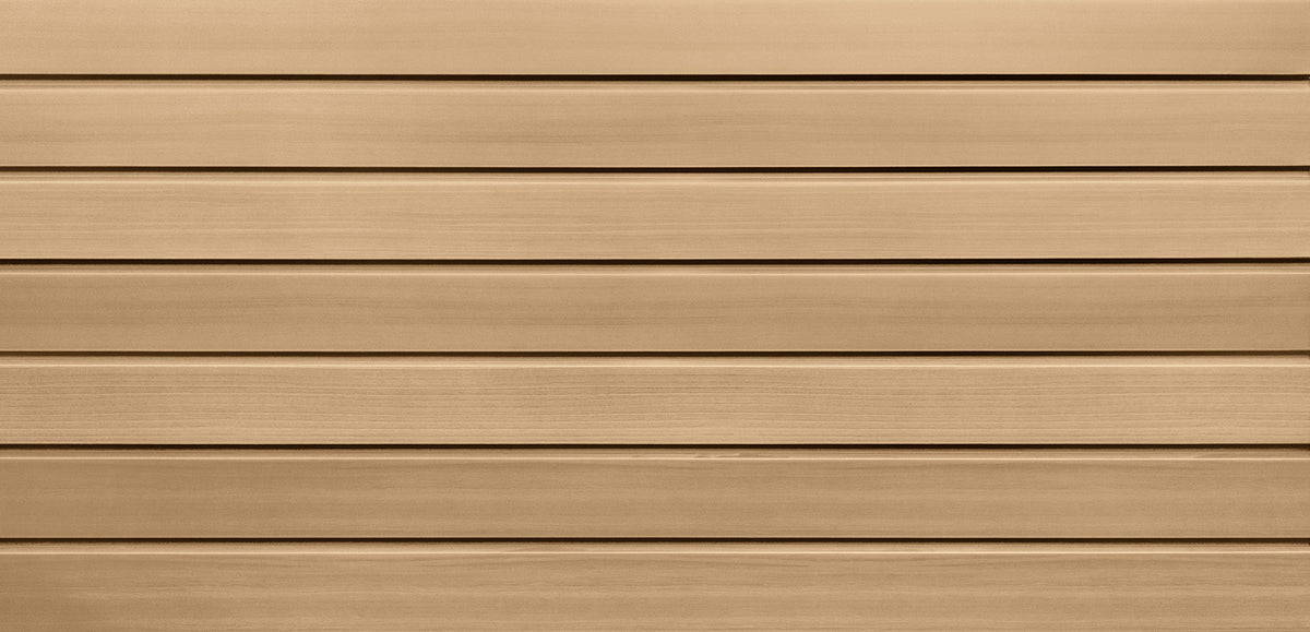Revêtement en aluminium rainuré de la collection Timberland, idéal pour des projets intemporels.