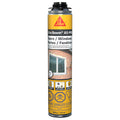 Bouteille de mousse expansive Sika Boom AS-PRO de 690 g pour portes et fenêtres, avec étiquette jaune et noir.