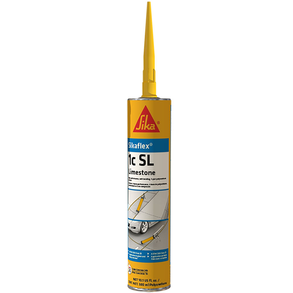 Sika Sikaflex 1c SL en tube de 300 ml, couleur limestone, embout jaune pour application précise.