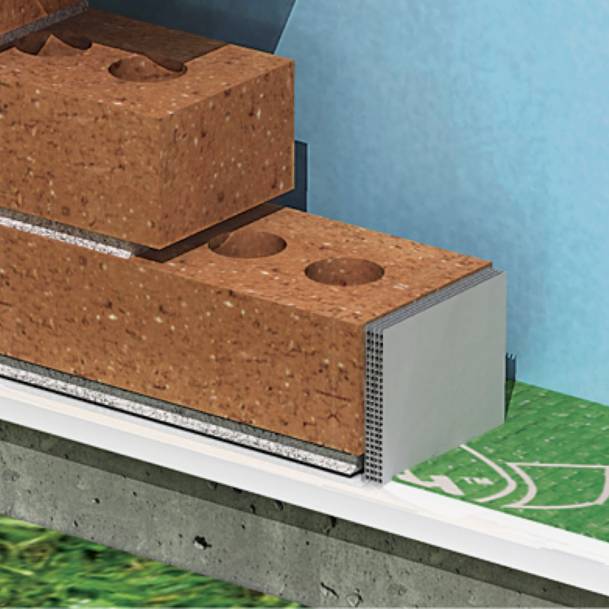 Dispositif en polypropylène pour aération et évacuation de l'eau dans les murs.