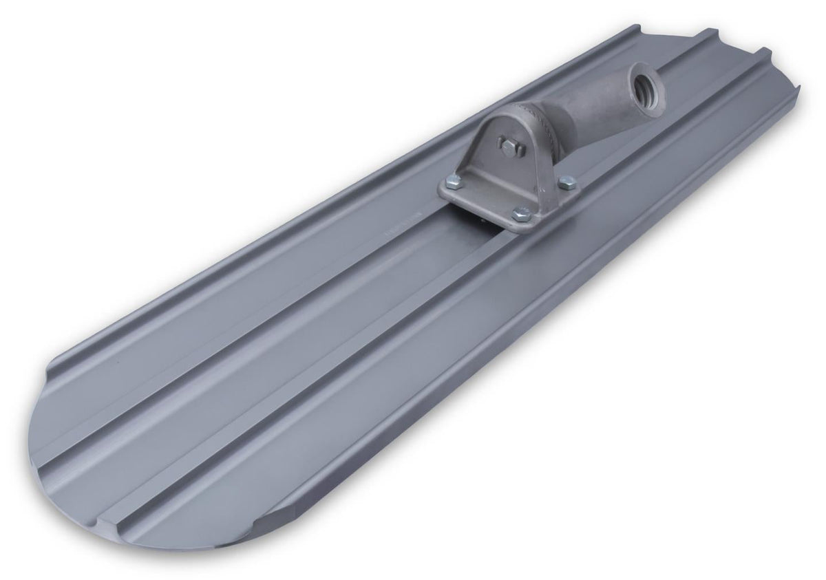 48-inch x 8-inch round-end magnetic float, designed for smoothing concrete.