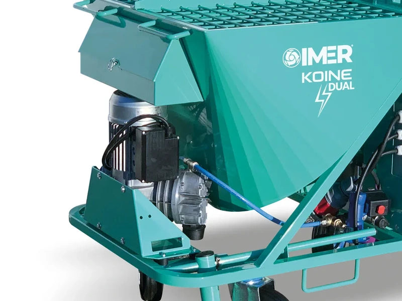 Pompe à malaxage et projection IMER Koine Dual, conçue pour pomper et projeter des matériaux secs prémélangés.