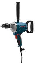 Agitateur Bosch 5/8 po, couleur bleu et noir, avec mandrin et poignée ergonomique, conçu pour mélanger divers matériaux.